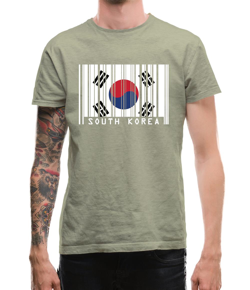 South Korea  Barcode Style Flag Mens T-Shirt
