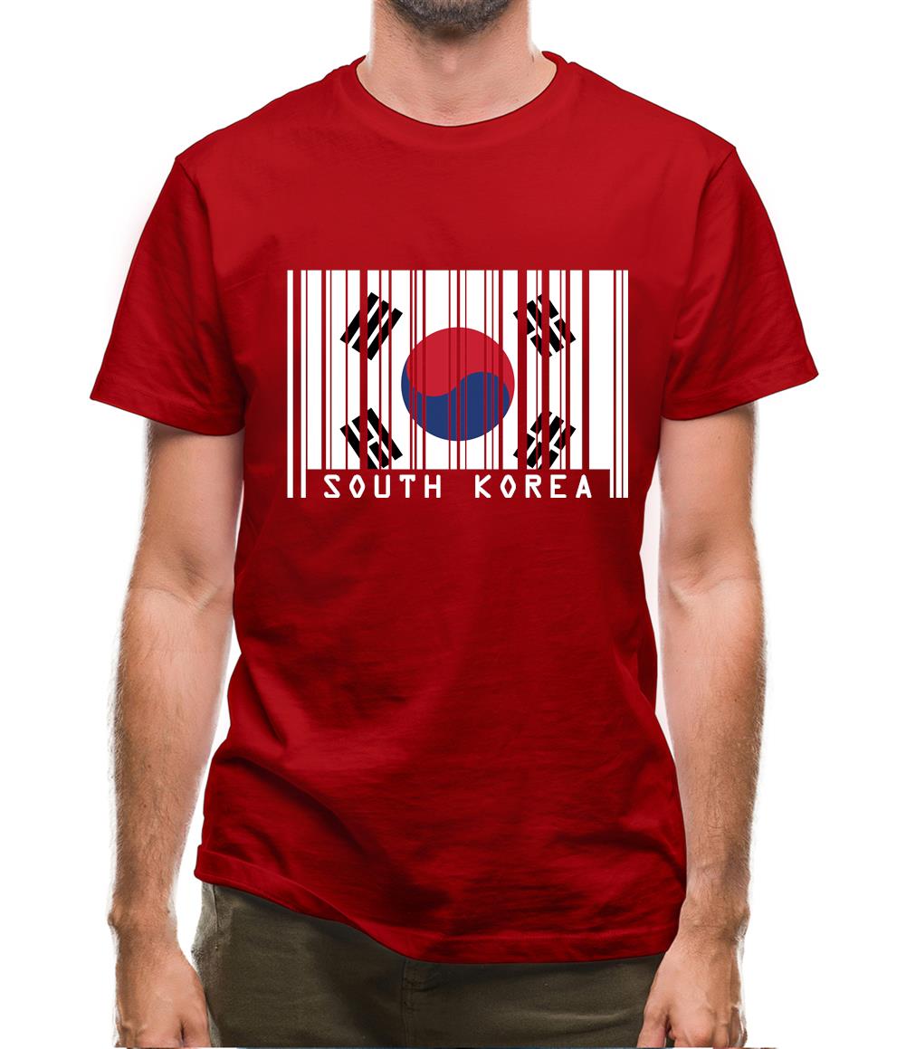 South Korea  Barcode Style Flag Mens T-Shirt