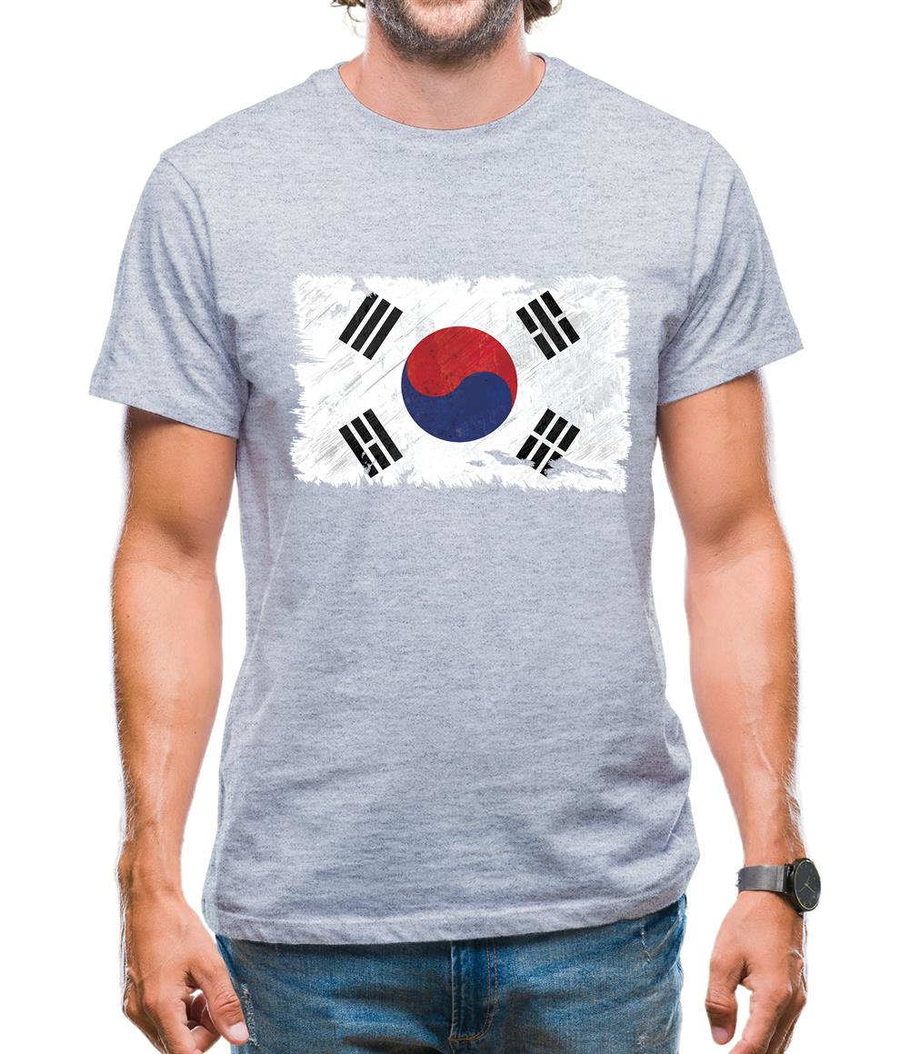 South Korea Grunge Style Flag Mens T-Shirt