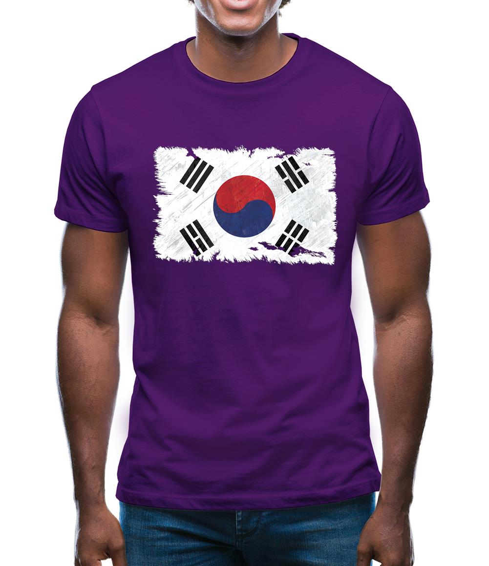 South Korea Grunge Style Flag Mens T-Shirt