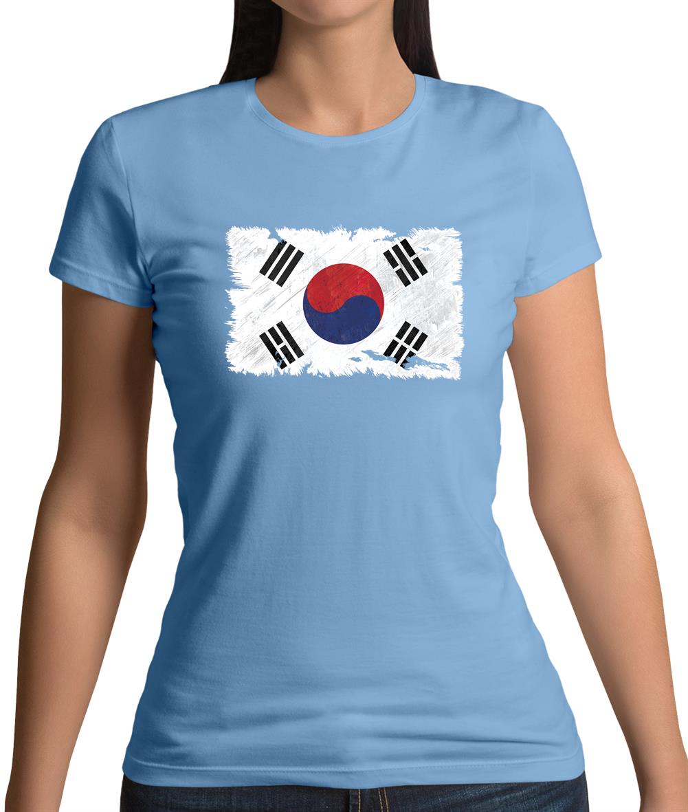 South Korea Grunge Style Flag Womens T-Shirt