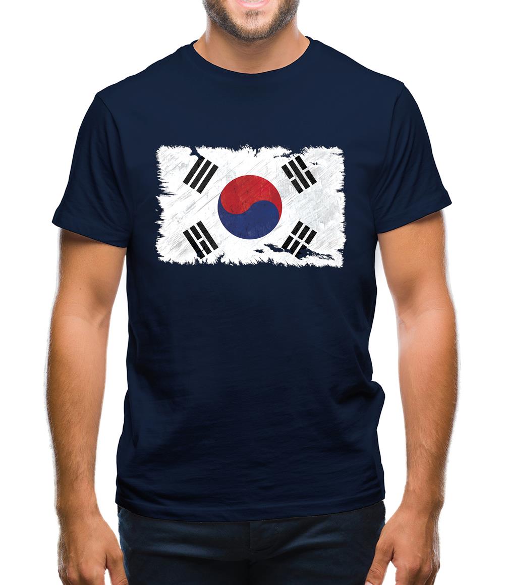 South Korea Grunge Style Flag Mens T-Shirt