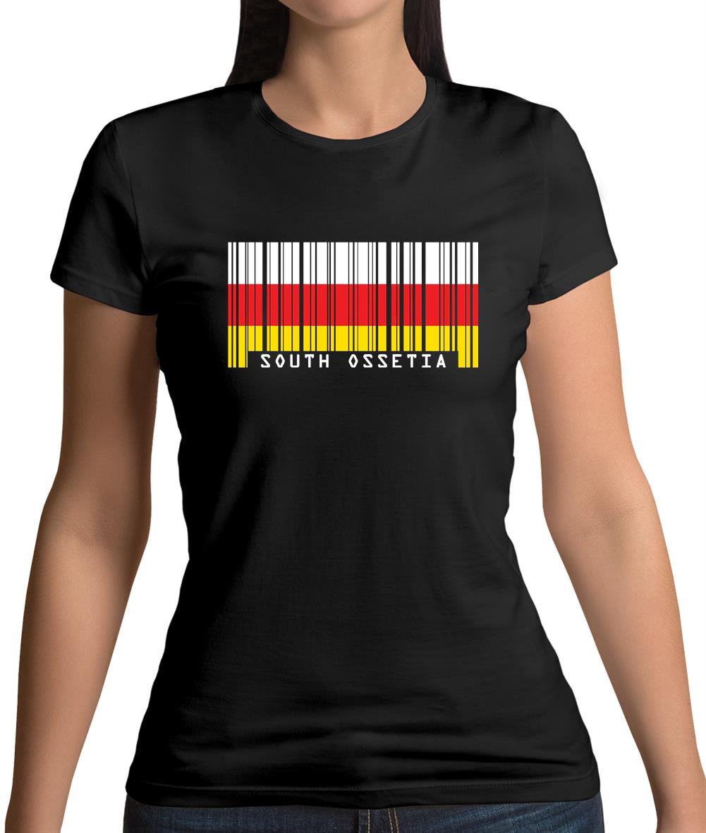 South Ossetia  Barcode Style Flag Womens T-Shirt