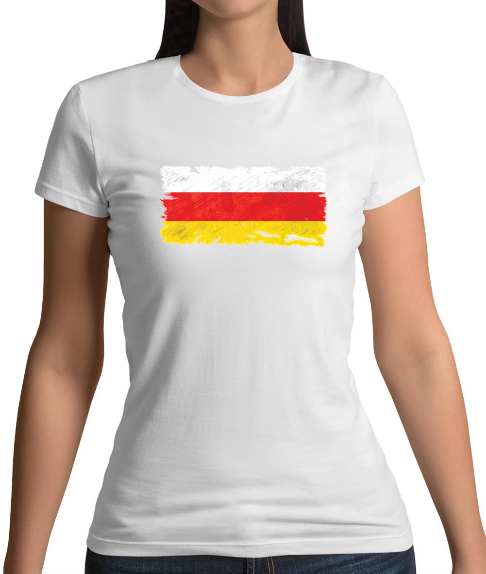 South Ossetia Grunge Style Flag Womens T-Shirt