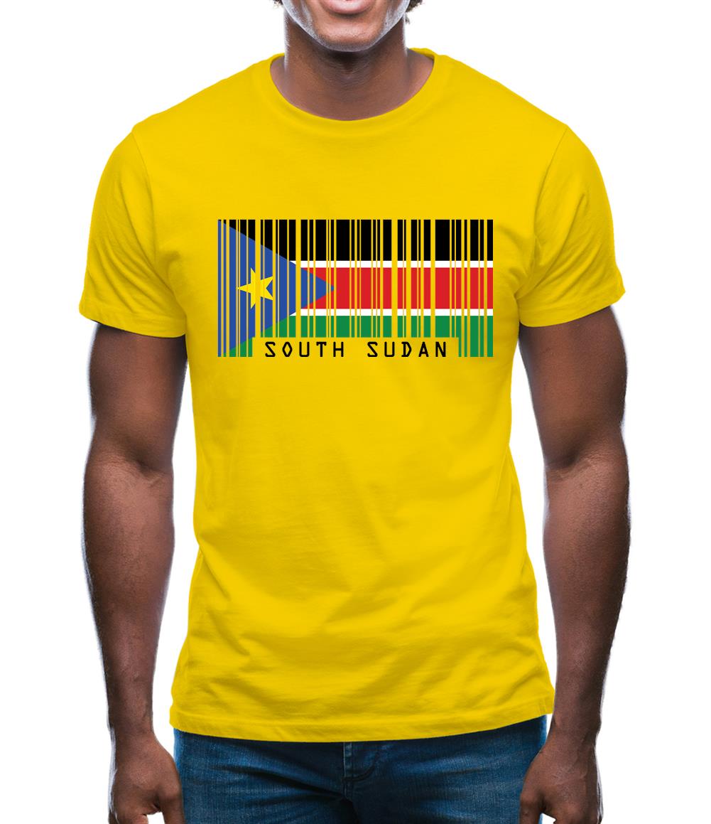 South Sudan  Barcode Style Flag Mens T-Shirt