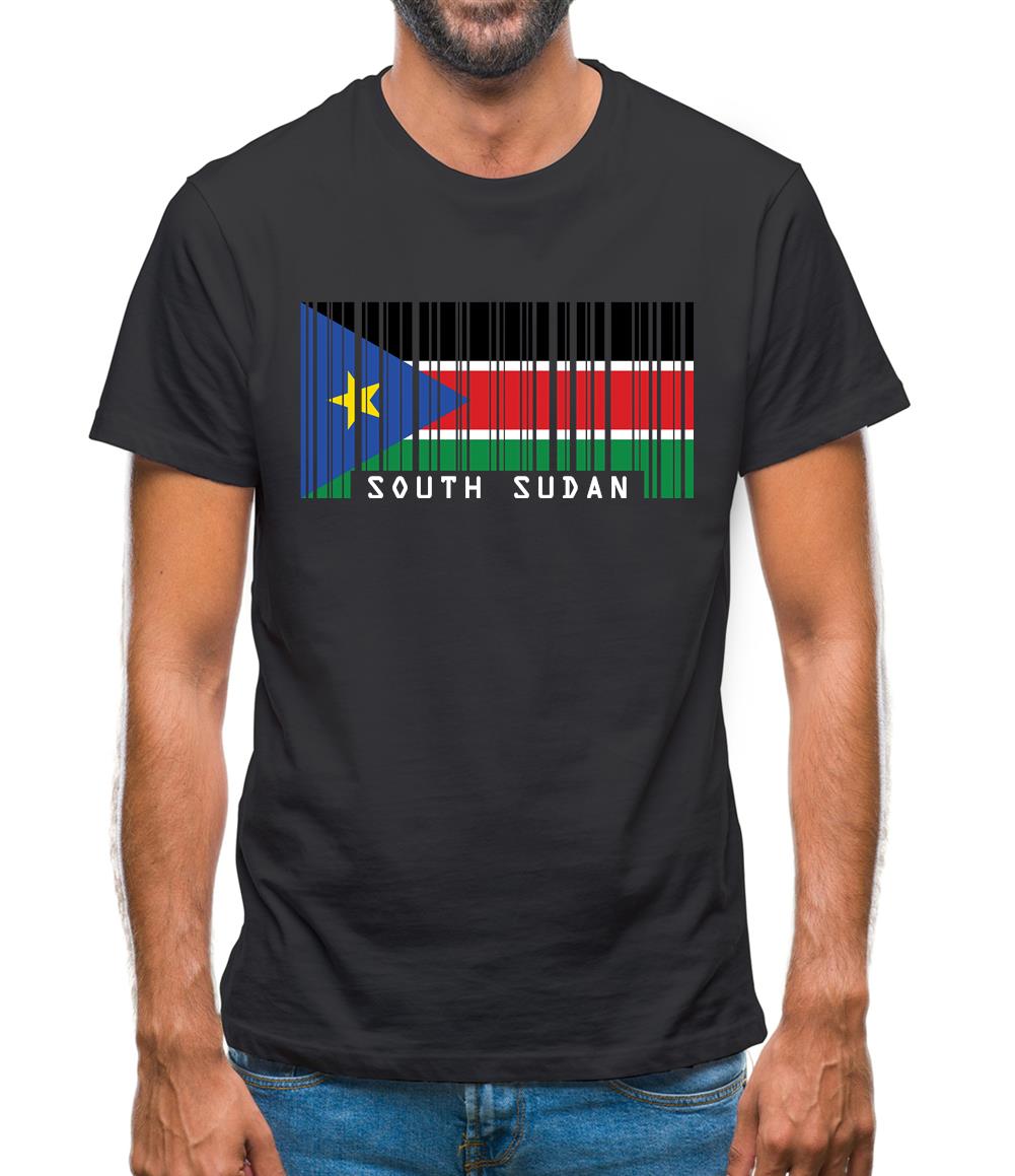 South Sudan  Barcode Style Flag Mens T-Shirt