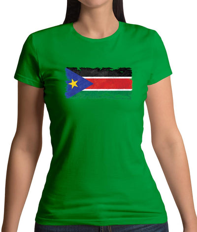 South Sudan Grunge Style Flag Womens T-Shirt