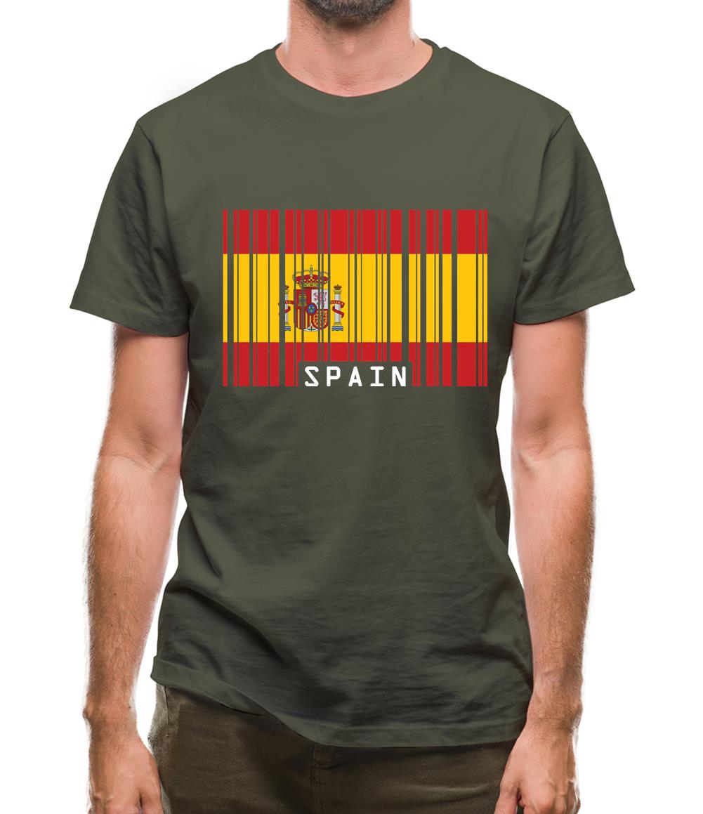 Spain Barcode Style Flag Mens T-Shirt