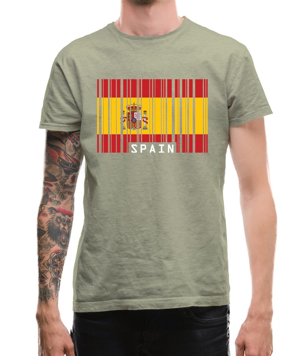Spain Barcode Style Flag Mens T-Shirt