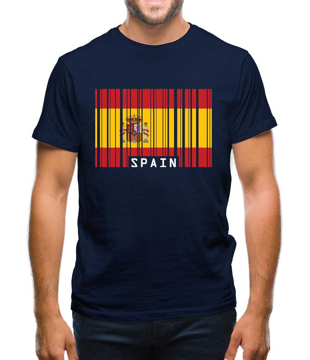 Spain Barcode Style Flag Mens T-Shirt