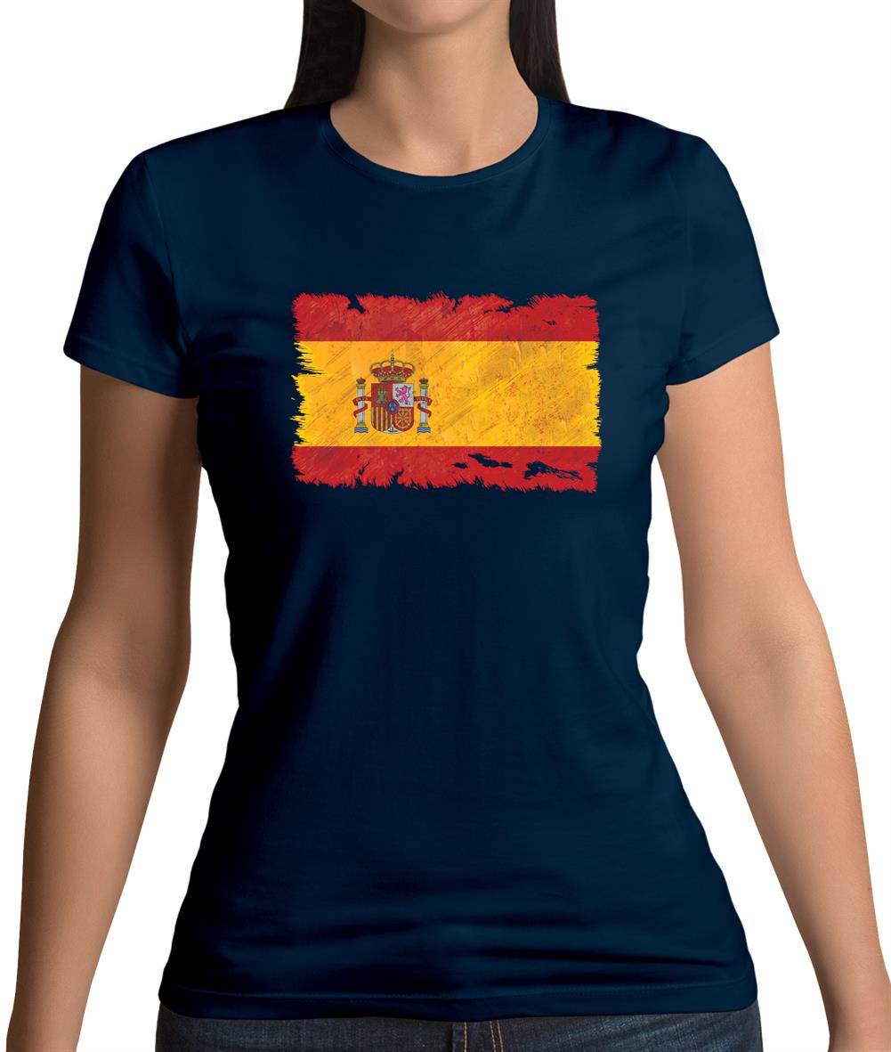 Spain Grunge Style Flag Womens T-Shirt