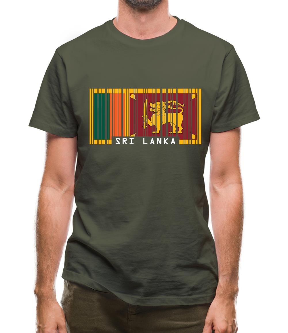 Sri Lanka  Barcode Style Flag Mens T-Shirt