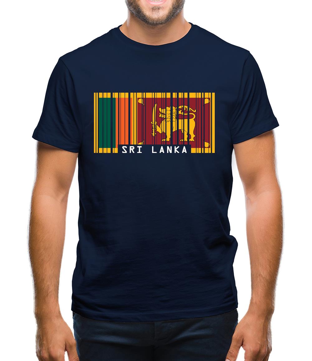 Sri Lanka  Barcode Style Flag Mens T-Shirt