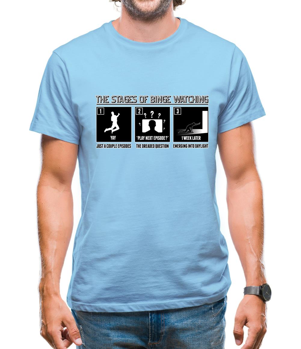 Stages Of Binge Watching Mens T-Shirt