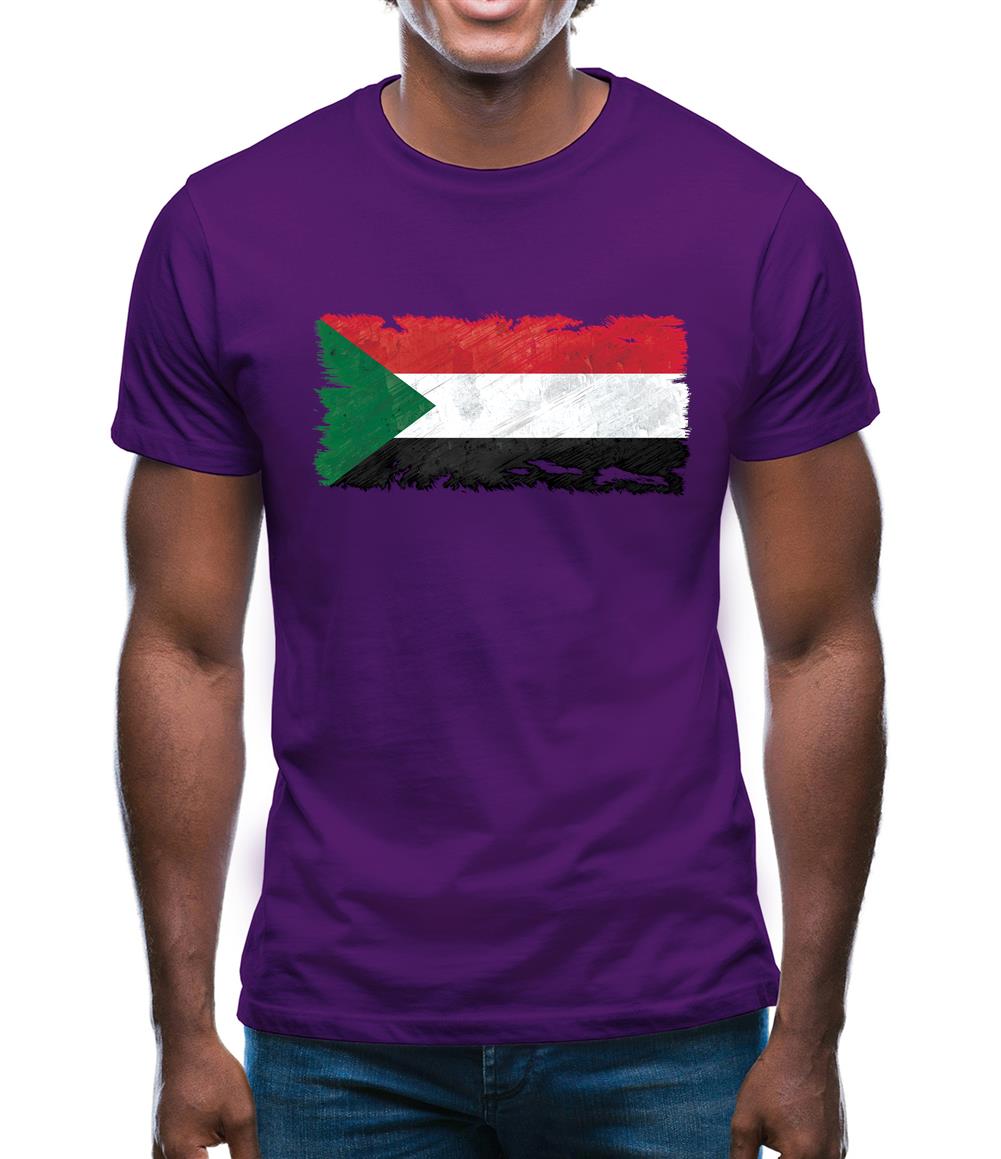 Sudan Grunge Style Flag Mens T-Shirt