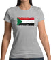 Sudan Grunge Style Flag Womens T-Shirt