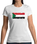 Sudan Grunge Style Flag Womens T-Shirt