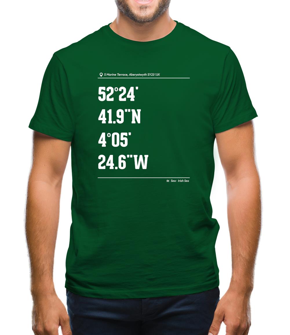 Surfing Coordinates Aberystwyth Mens T-Shirt