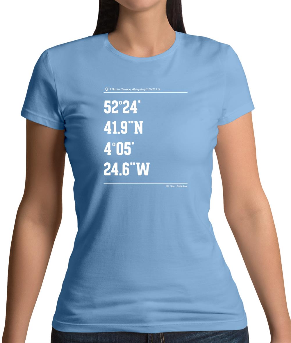 Surfing Coordinates Aberystwyth Womens T-Shirt