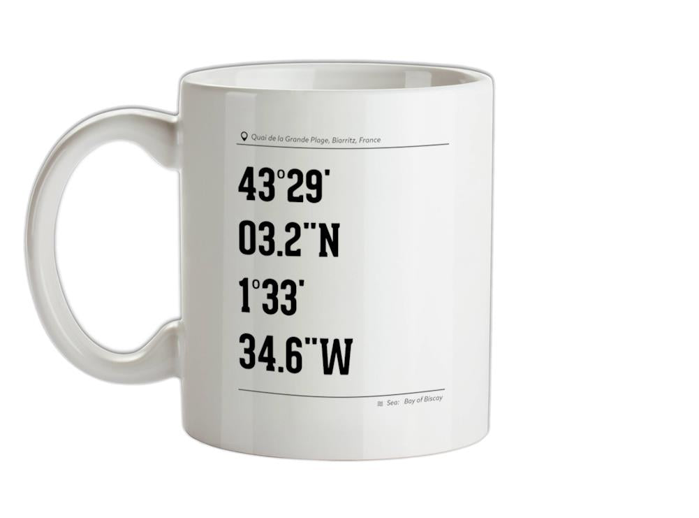 Surfing Coordinates Biarritz Ceramic Mug