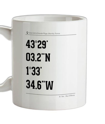 Surfing Coordinates Biarritz Ceramic Mug