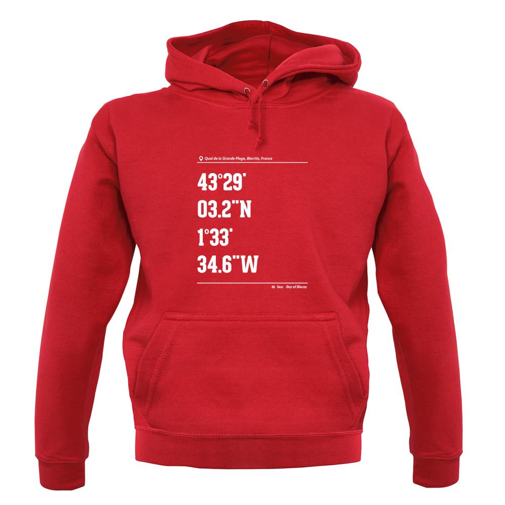 Surfing Coordinates Biarritz unisex hoodie