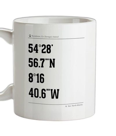 Surfing Coordinates Bundoran Beach Ceramic Mug
