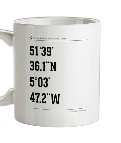 Surfing Coordinates Freshwater West Ceramic Mug