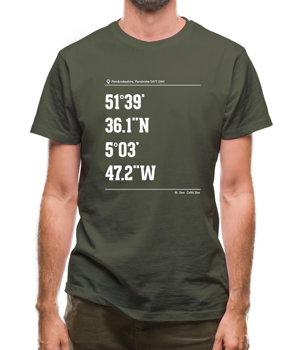 Surfing Coordinates Freshwater West Mens T-Shirt