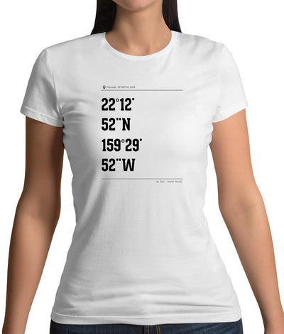 Surfing Coordinates Hanaleiba Womens T-Shirt