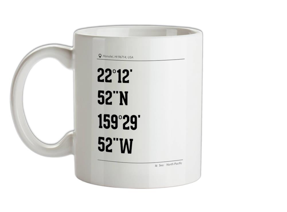 Surfing Coordinates Hanaleiba Ceramic Mug