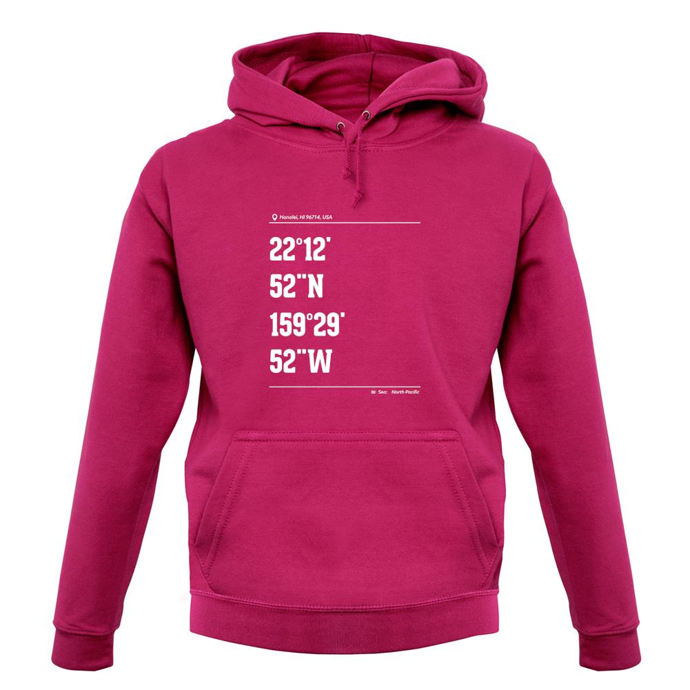 Surfing Coordinates Hanaleiba unisex hoodie