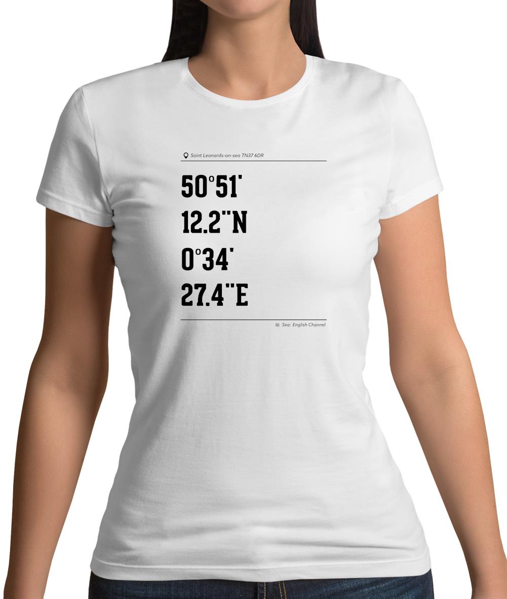 Surfing Coordinates Hastings Womens T-Shirt