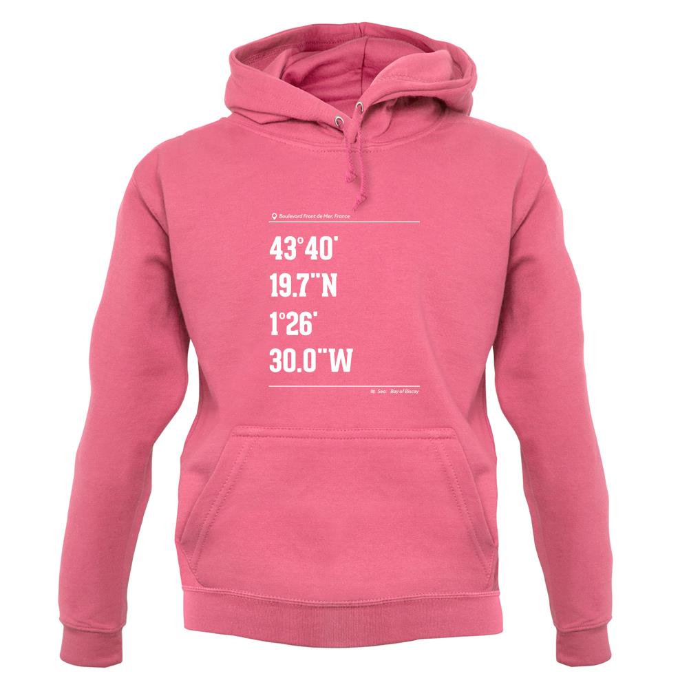 Surfing Coordinates Hossegor unisex hoodie
