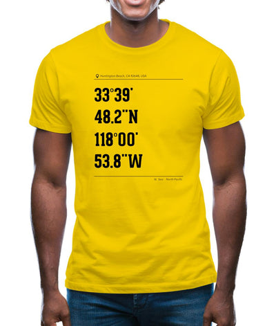 Surfing Coordinates Huntington Beach Mens T-Shirt