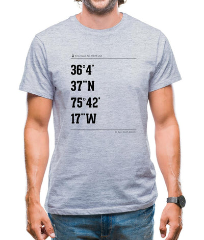Surfing Coordinates Kittyhawk Mens T-Shirt