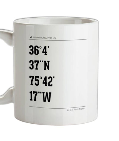 Surfing Coordinates Kittyhawk Ceramic Mug