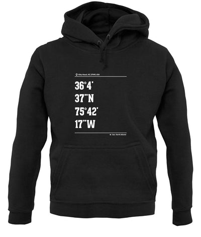 Surfing Coordinates Kittyhawk unisex hoodie