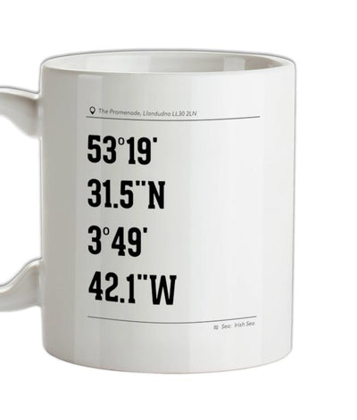 Surfing Coordinates Llandudno Ceramic Mug
