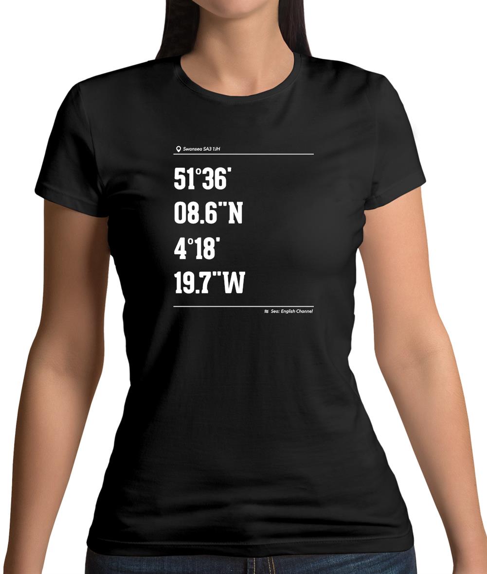 Surfing Coordinates Llangennith Womens T-Shirt