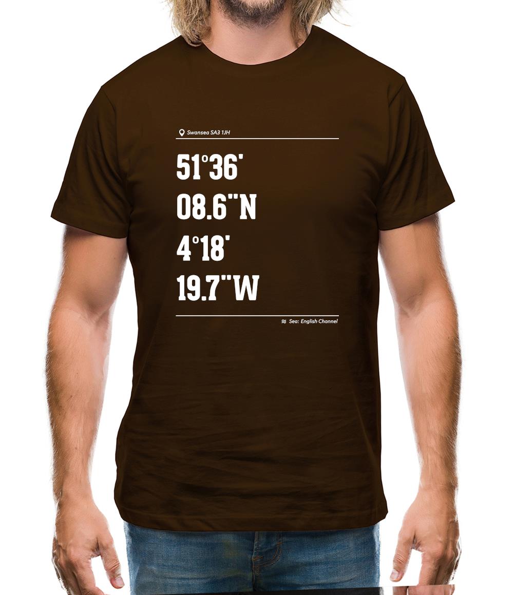 Surfing Coordinates Llangennith Mens T-Shirt