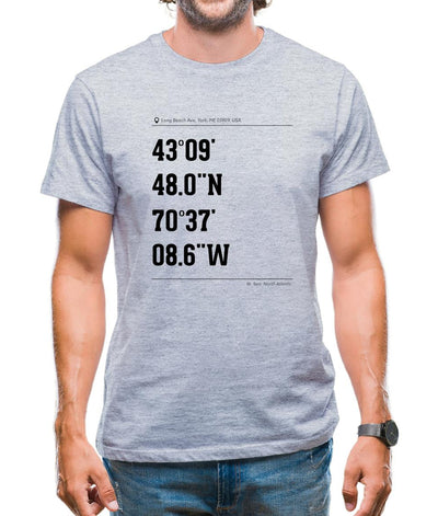 Surfing Coordinates Longsands In York Mens T-Shirt