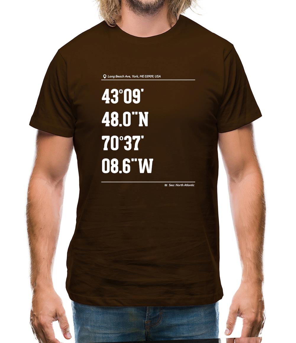 Surfing Coordinates Longsands In York Mens T-Shirt