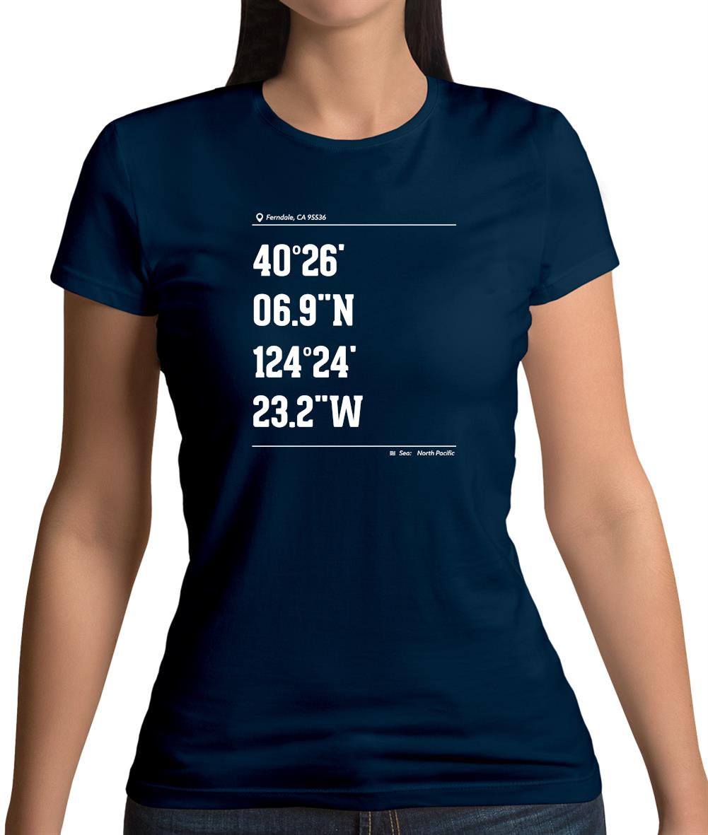 Surfing Coordinates Lostcoast Womens T-Shirt