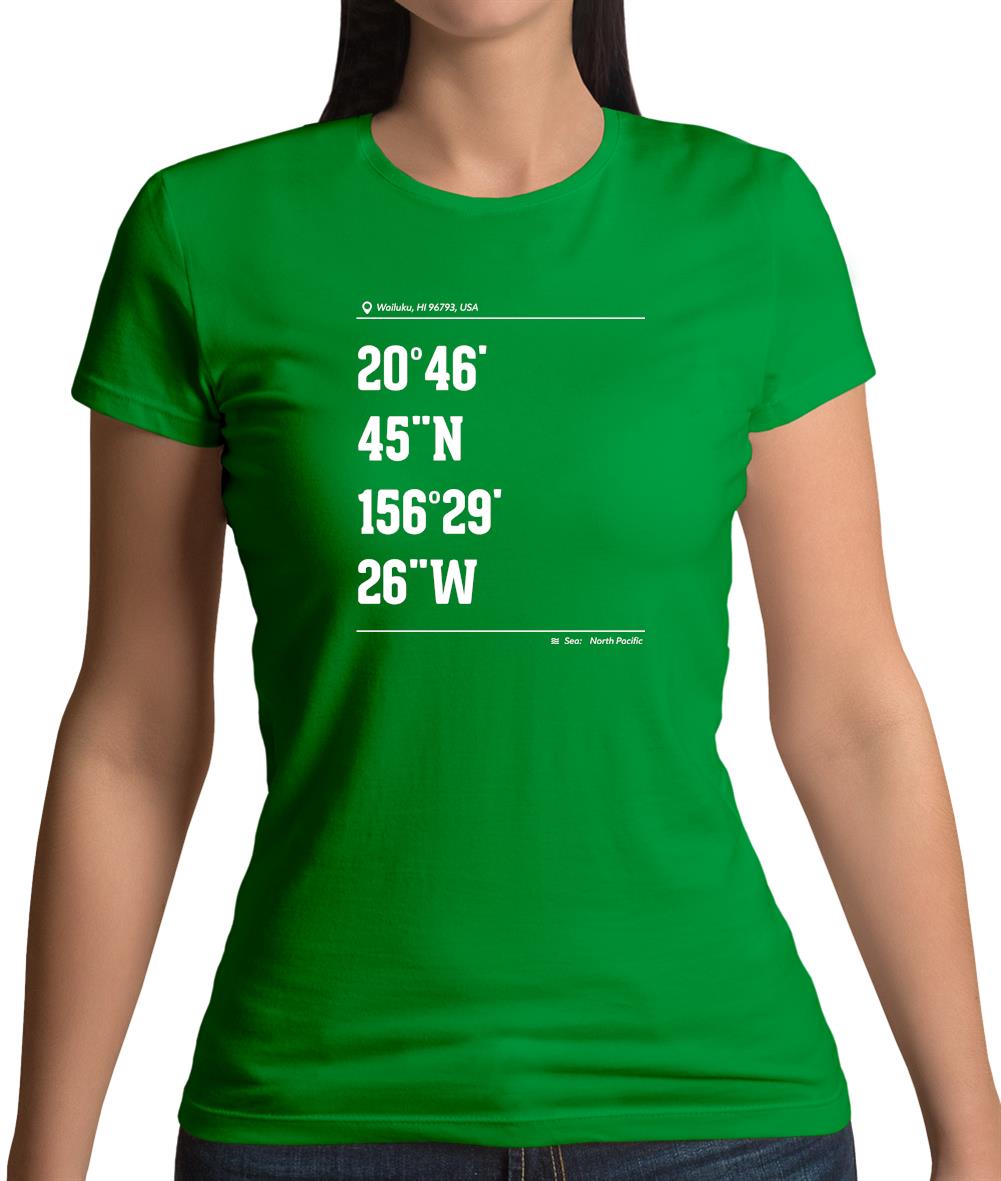 Surfing Coordinates Maalaea Bay Womens T-Shirt
