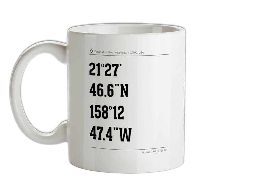 Surfing Coordinates Makaha Point Ceramic Mug