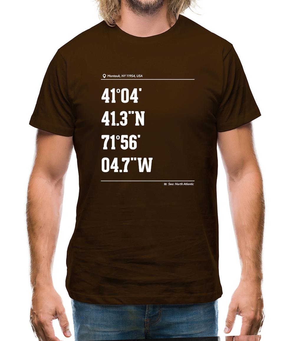 Surfing Coordinates Montaukpoint Mens T-Shirt