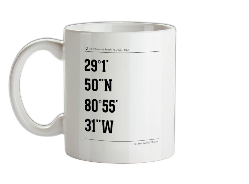 Surfing Coordinates Newsmyrna Beach Ceramic Mug