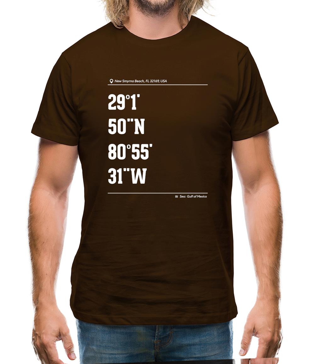 Surfing Coordinates Newsmyrna Beach Mens T-Shirt