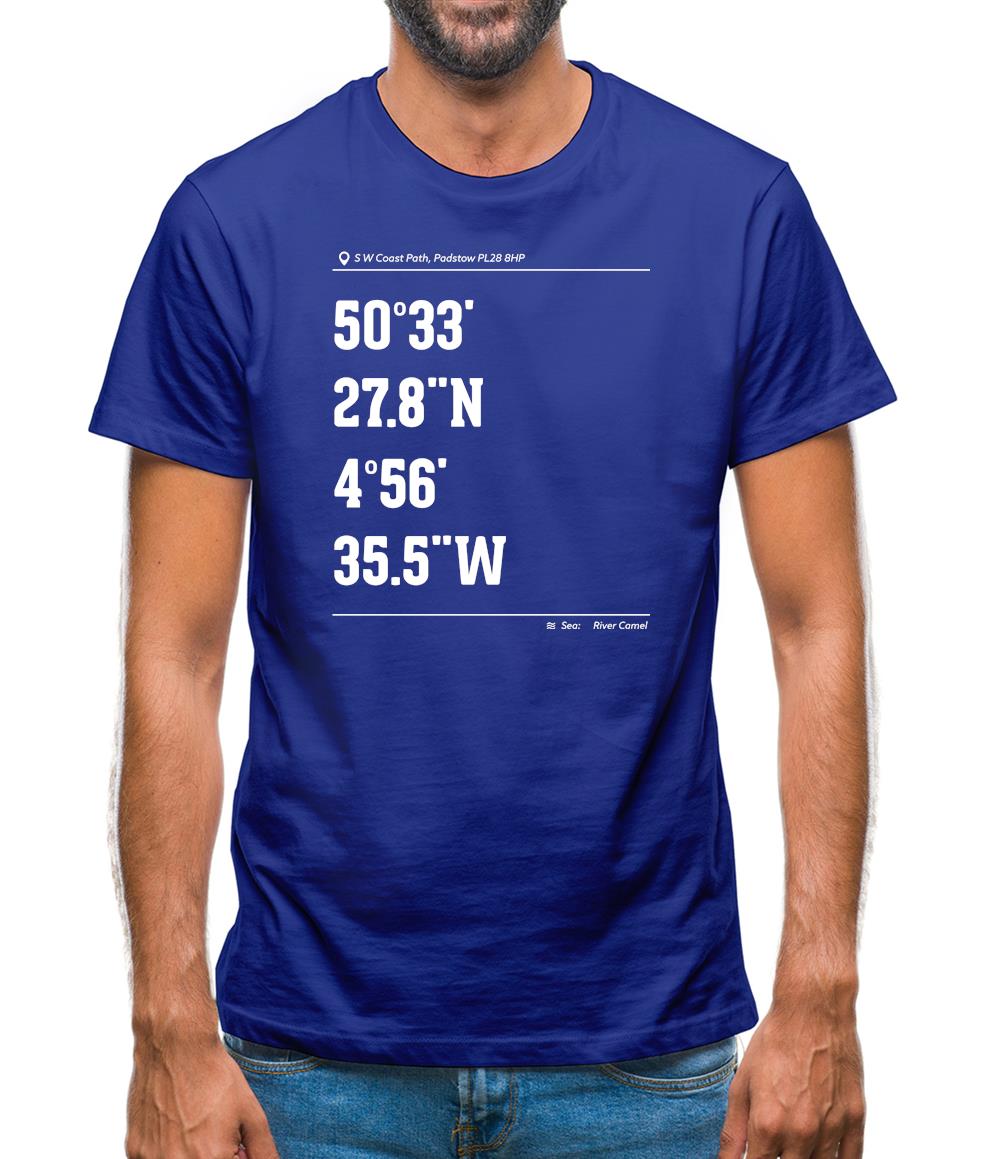 Surfing Coordinates Padstow Mens T-Shirt